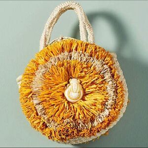 ARANAZ ANTHROPOLOGIE BEETLE RAFFIA STRAW BAG NWOT